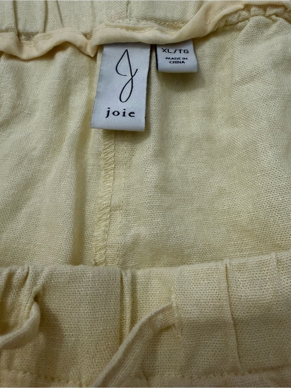 Joie Pastel Yellow Wide-Leg Linen-Blend Pants - Picture 6 of 7